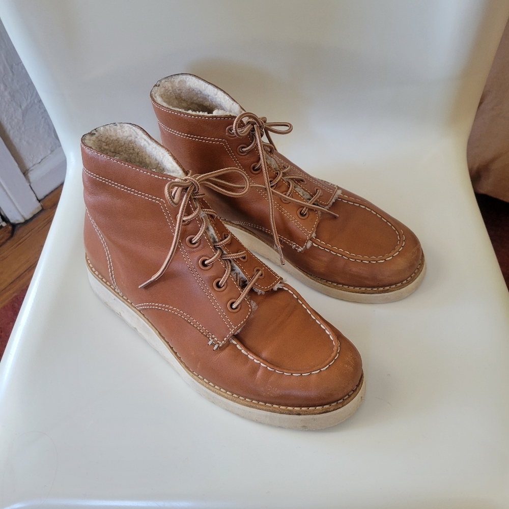 Vince Shearling Moc-toe Ankle Boots